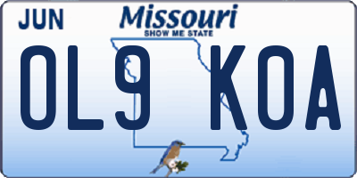 MO license plate OL9K0A