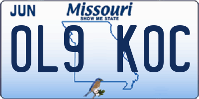 MO license plate OL9K0C