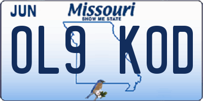 MO license plate OL9K0D