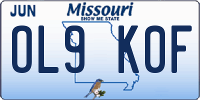 MO license plate OL9K0F