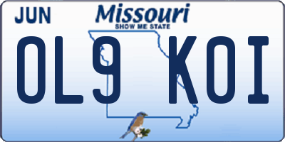 MO license plate OL9K0I
