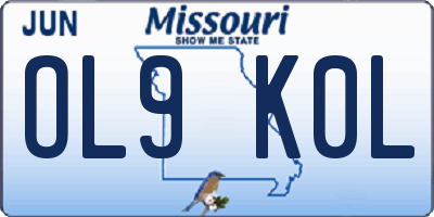 MO license plate OL9K0L