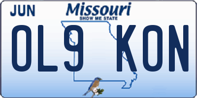 MO license plate OL9K0N