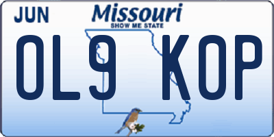 MO license plate OL9K0P