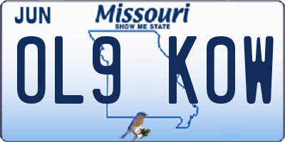 MO license plate OL9K0W