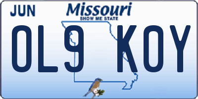 MO license plate OL9K0Y