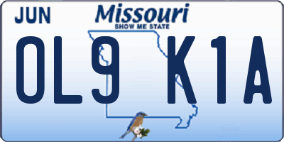 MO license plate OL9K1A