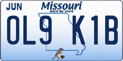 MO license plate OL9K1B