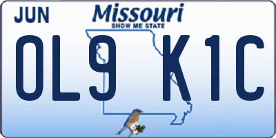 MO license plate OL9K1C