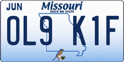 MO license plate OL9K1F