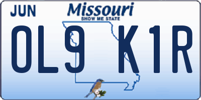 MO license plate OL9K1R
