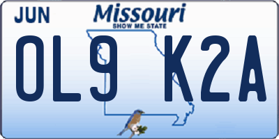 MO license plate OL9K2A