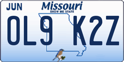 MO license plate OL9K2Z