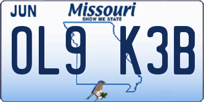 MO license plate OL9K3B