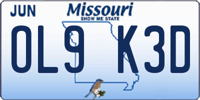 MO license plate OL9K3D