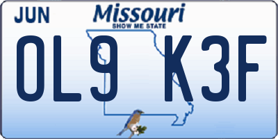 MO license plate OL9K3F