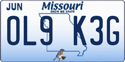 MO license plate OL9K3G