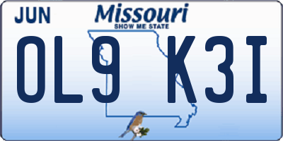 MO license plate OL9K3I