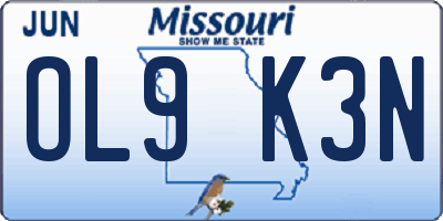 MO license plate OL9K3N