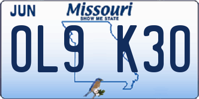 MO license plate OL9K3O