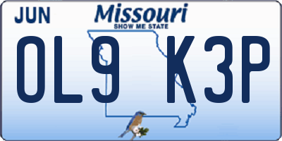 MO license plate OL9K3P