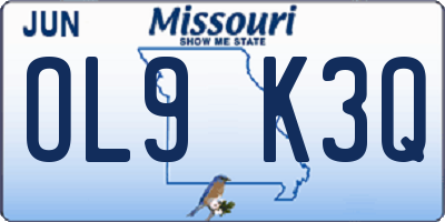 MO license plate OL9K3Q