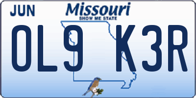 MO license plate OL9K3R