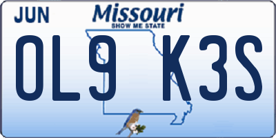 MO license plate OL9K3S