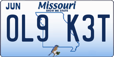 MO license plate OL9K3T
