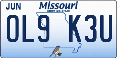 MO license plate OL9K3U
