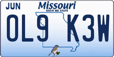 MO license plate OL9K3W