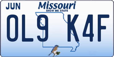 MO license plate OL9K4F