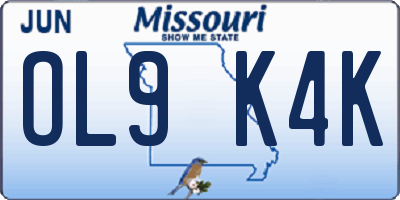 MO license plate OL9K4K
