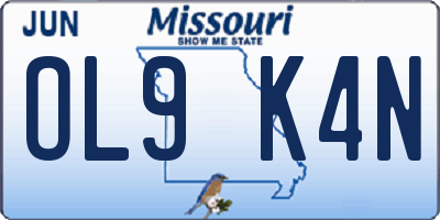 MO license plate OL9K4N