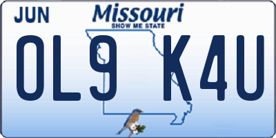 MO license plate OL9K4U