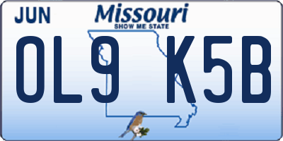 MO license plate OL9K5B