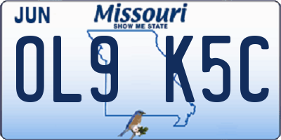 MO license plate OL9K5C