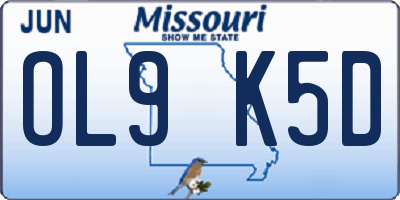 MO license plate OL9K5D