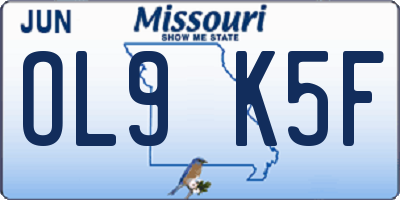 MO license plate OL9K5F