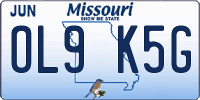MO license plate OL9K5G