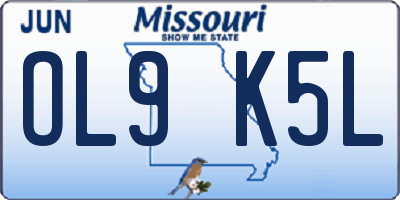 MO license plate OL9K5L
