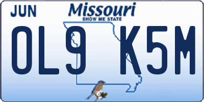 MO license plate OL9K5M