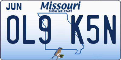 MO license plate OL9K5N