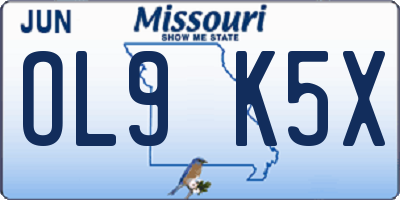 MO license plate OL9K5X