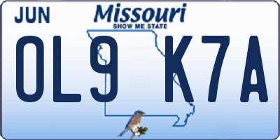 MO license plate OL9K7A