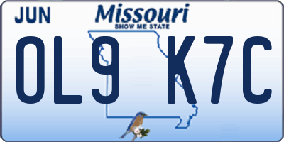 MO license plate OL9K7C
