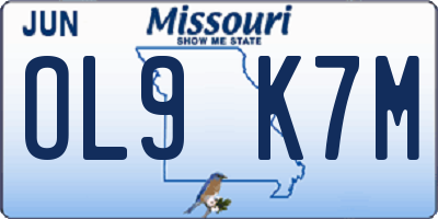 MO license plate OL9K7M