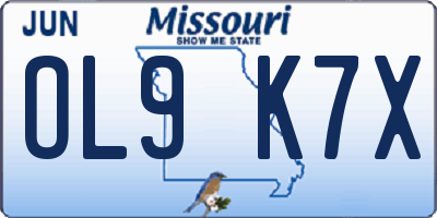 MO license plate OL9K7X