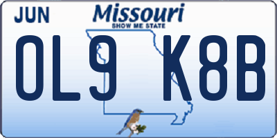 MO license plate OL9K8B
