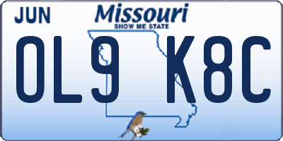 MO license plate OL9K8C